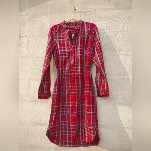 LAUREN RALPH LAUREN NWT Flannel plaid red Navy Blue shirt dress size 10 tie belt
